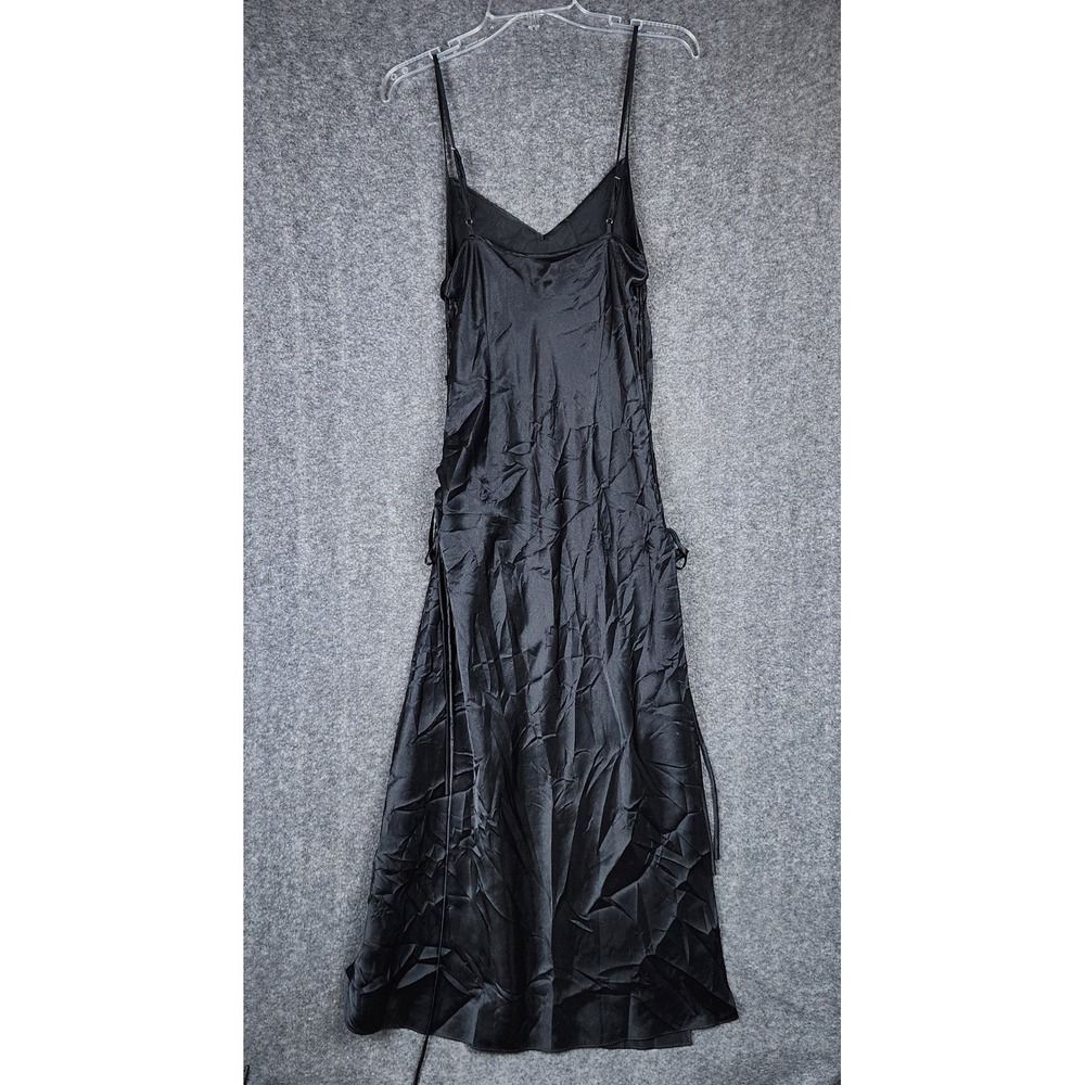 Victoria's Secret Dress Womens S Slip Maxi Black Side Tie EUC